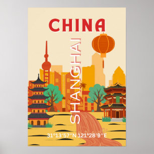 Shanghai Kina Resa Retroaffisch Poster