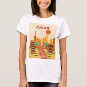 Shanghai Kina Resa Retroaffisch T Shirt