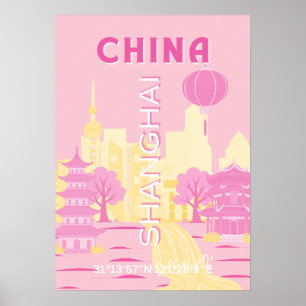 Shanghai Kina Resa Rosa Affisch