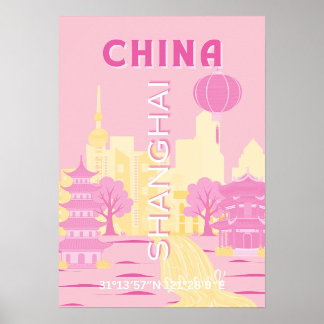 Shanghai Kina Resa Rosa Affisch (Framsidan)
