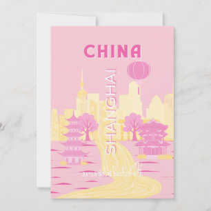 Shanghai Kina Resa Rosa Affisch Inbjudningar