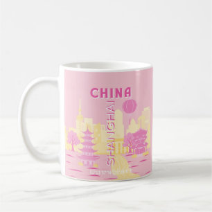 Shanghai Kina Resa Rosa Affisch Kaffemugg