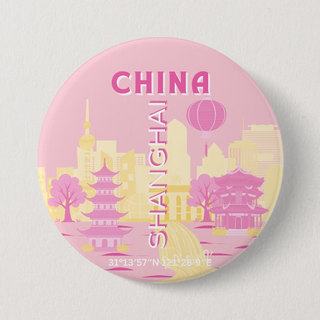 Shanghai Kina Resa Rosa Affisch Knapp (Framsida)