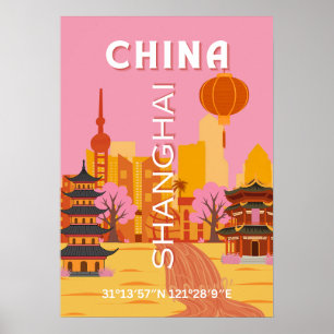 Shanghai Kina Resa Vintage Affisch