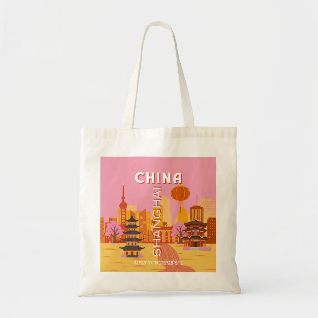 Shanghai Kina Resa Vintage Affisch Tygkasse (Framsidan)