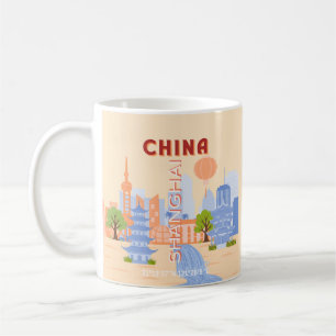 Shanghai Kina Retro Pastell Resa Konst Kaffemugg