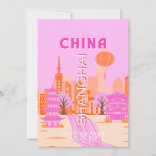 Shanghai Kina Rosa Resa Konst Inbjudningar