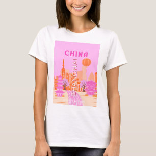 Shanghai Kina Rosa Resa Konst T Shirt