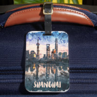 Shanghai Kina Silhuett Vattenfärg Konsttryck