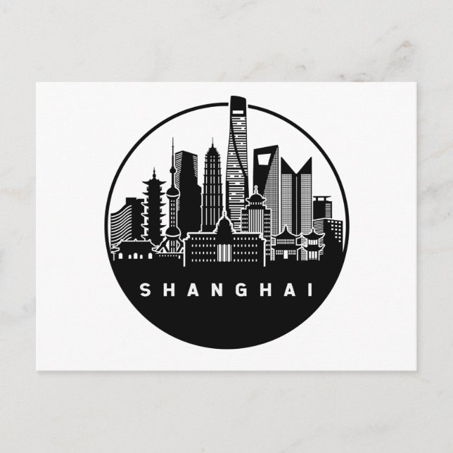 Shanghai Kina Siluett Vykort (Framsida)