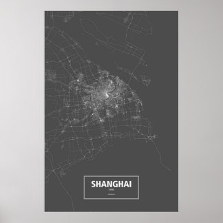 Shanghai, Kina (vitt på svart) Poster