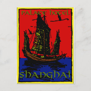 Shanghai Luggage Label Vykort