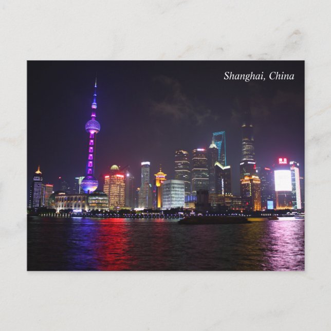 Shanghai nattetid Kina vykort (Framsida)