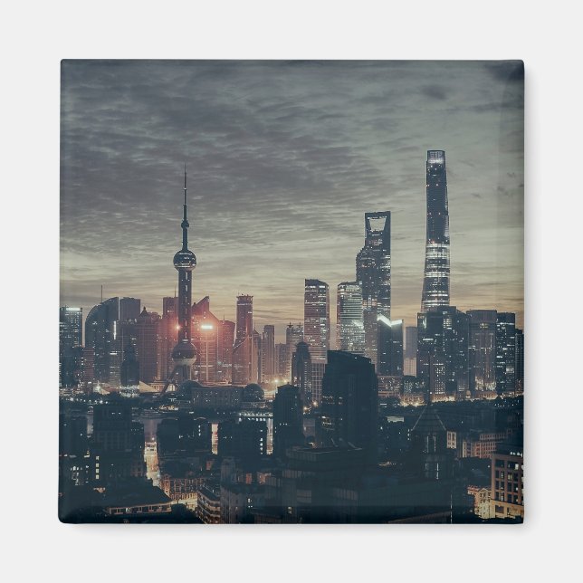 Shanghai Night Skyline Magnet (Framsidan)