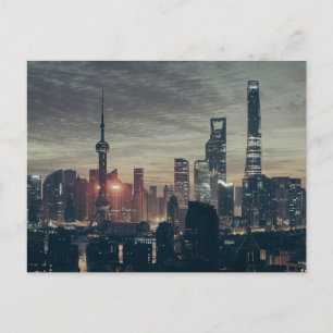 Shanghai Night Skyline Vykort