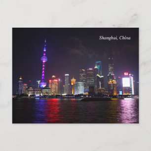 Shanghai per nattvykort för China Vykort