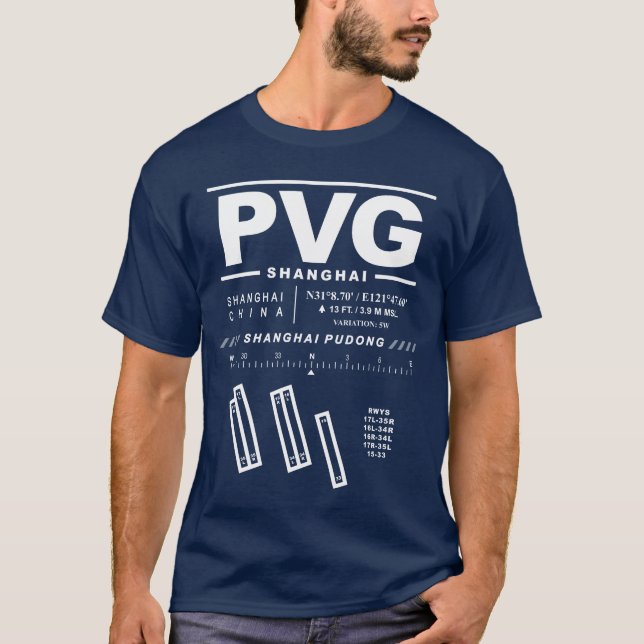 Shanghai Pudong Internationell Airport PVG T-Shirt (Framsida)