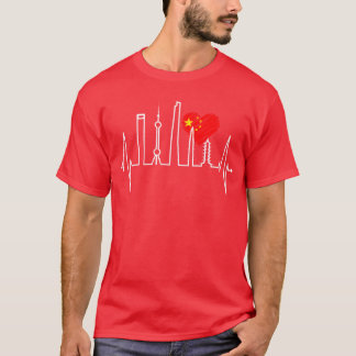 Shanghai Siluett Hjärtats Puls Kina Jag älskar Asi T Shirt
