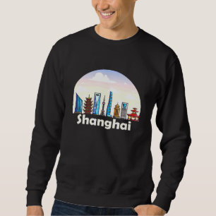 Shanghai Skyline China Lång Ärmad Tröja