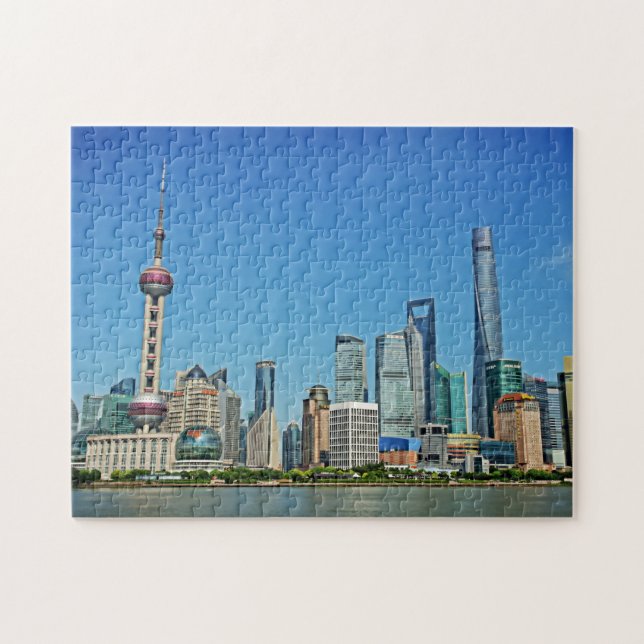 Shanghai Skyline från Bund - 11 x 14 - 252 pcs Pussel (Horisontell)