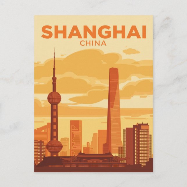 Shanghai Skyline Travel Vykort (Framsida)