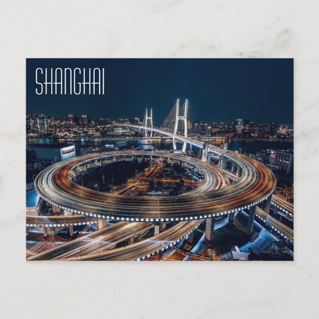 SHANGHAI vacker natt-flyg Vykort (Framsida)