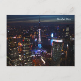 Shanghai vid kvällens China Vykort