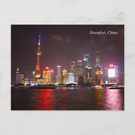 Shanghai vid kvällens China Vykort