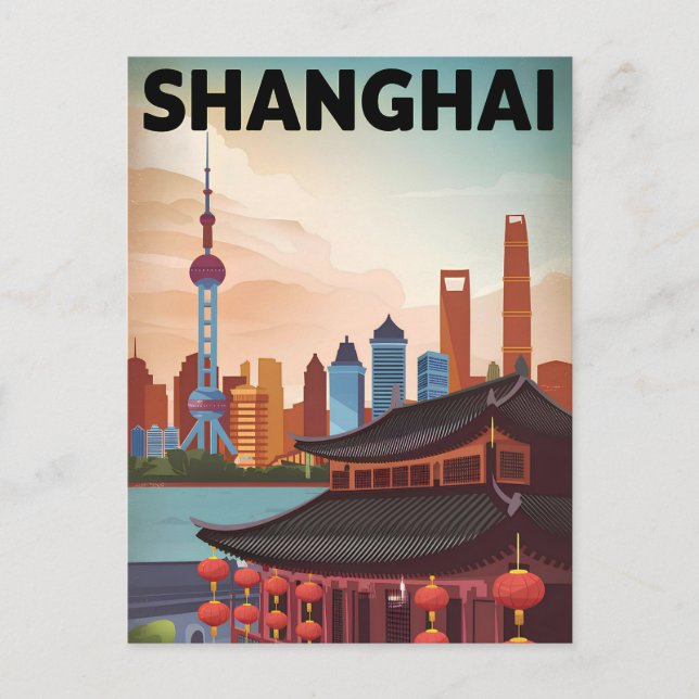 Shanghai vintage vykort (Framsida)