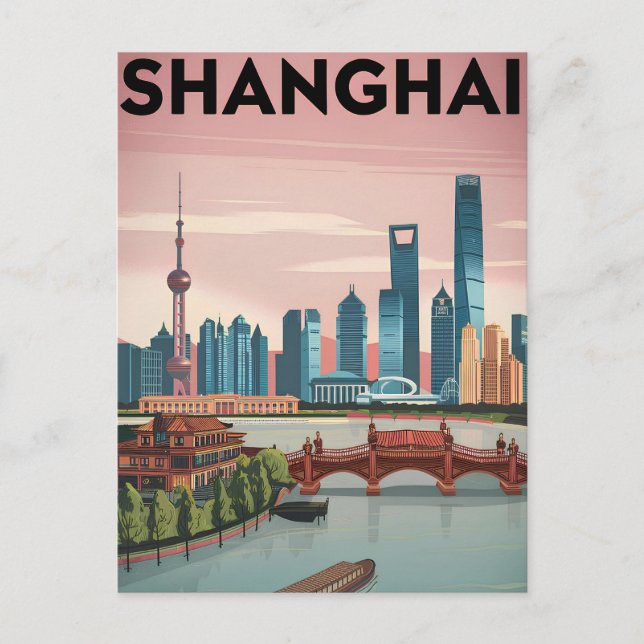 Shanghai vintage vykort (Framsida)