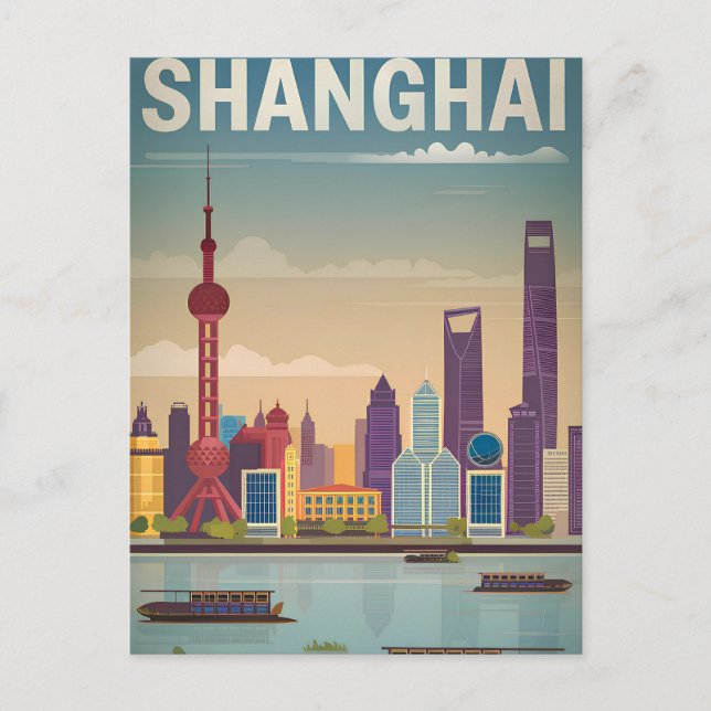 Shanghai vintage vykort (Framsida)
