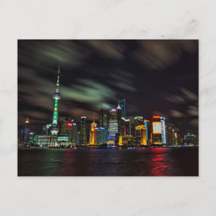 Shanghais nattliga siluett vykort