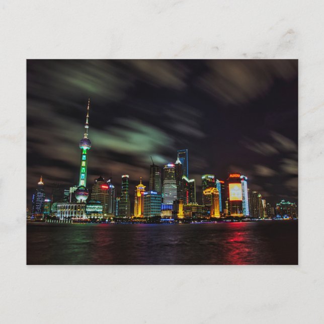 Shanghais nattliga siluett vykort (Framsida)