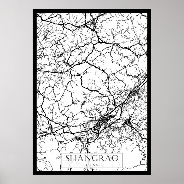 Shangrao Kina Stadskarta Poster (Framsidan)