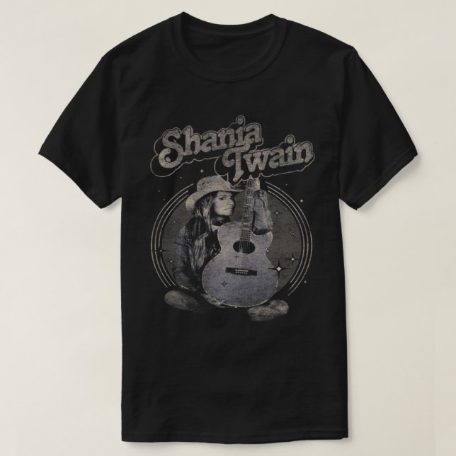 Shania Navy Guitar Photo Classic T-Shirt Copy (Design framsida)