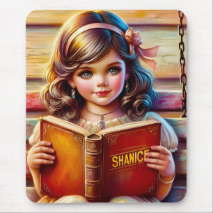SHANICE ~ Sweet Vintage Girl Reads Bok ~ Mousepad Musmatta