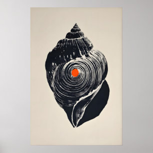 Shankha konsttryck, minimalistisk konkussnäcka (be poster
