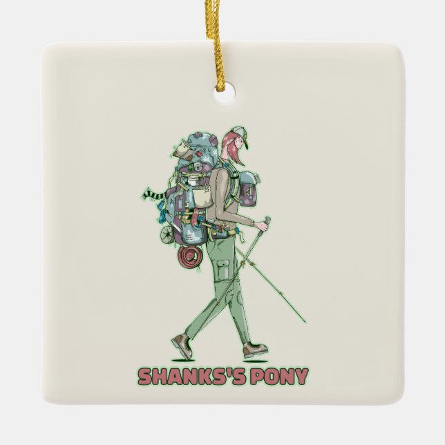 Shanks konstiga hiker promenad julgransprydnad keramik (Framsida)