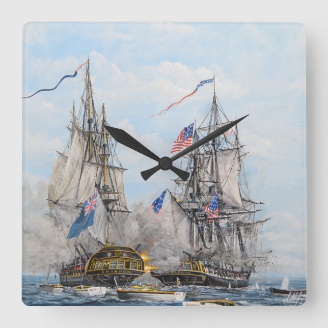 Shannon och Chesapeake-väggklocka Fyrkantig Klocka (Framsida)