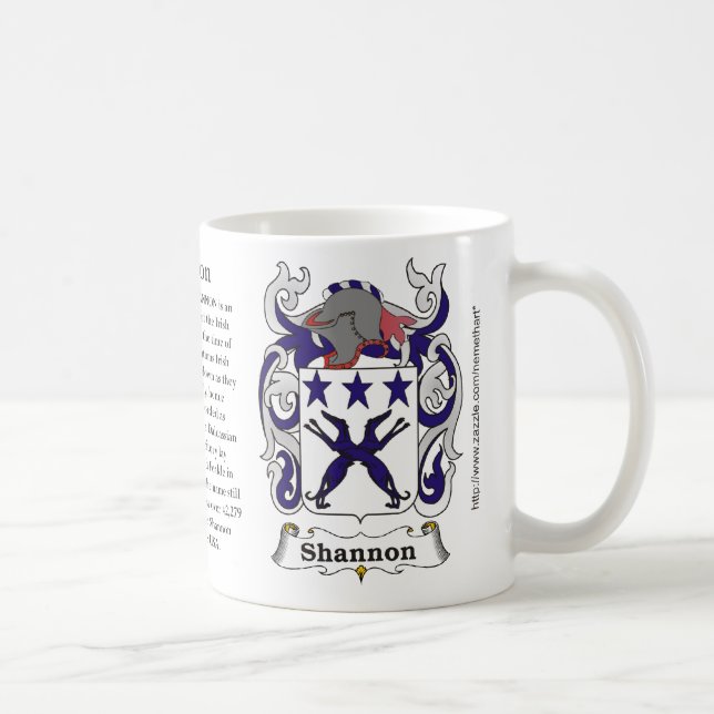 Shannon ursprung som är menande och vapenskölden kaffemugg (Höger)