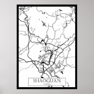 Shaoguan Kina Stadskarta Poster