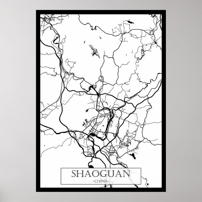 Shaoguan Kina Stadskarta Poster (Framsidan)