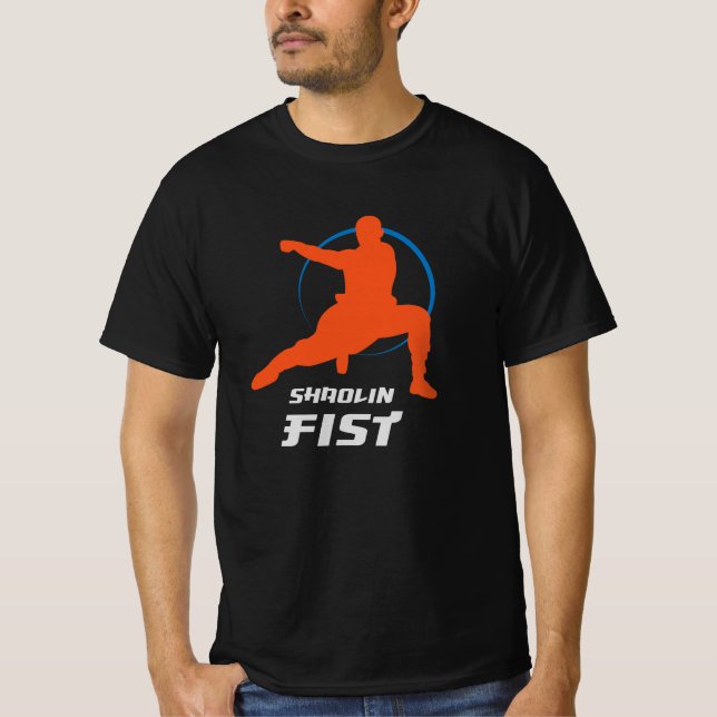 Shaolin Fist Kung Fu Warrior T Shirt (Framsida)