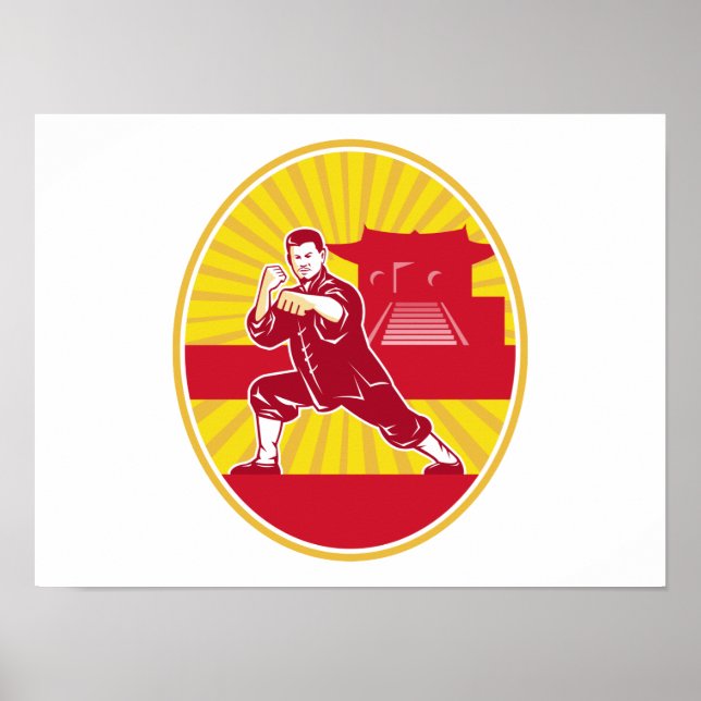 Shaolin Kung fu Martial Arts Master Retro Poster (Framsidan)