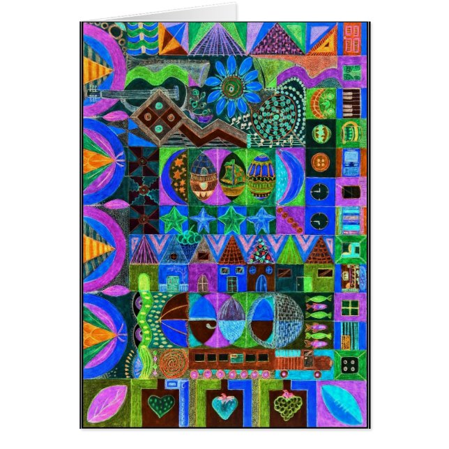 Shapar i djärva färger hälsningskort (Framsidan)