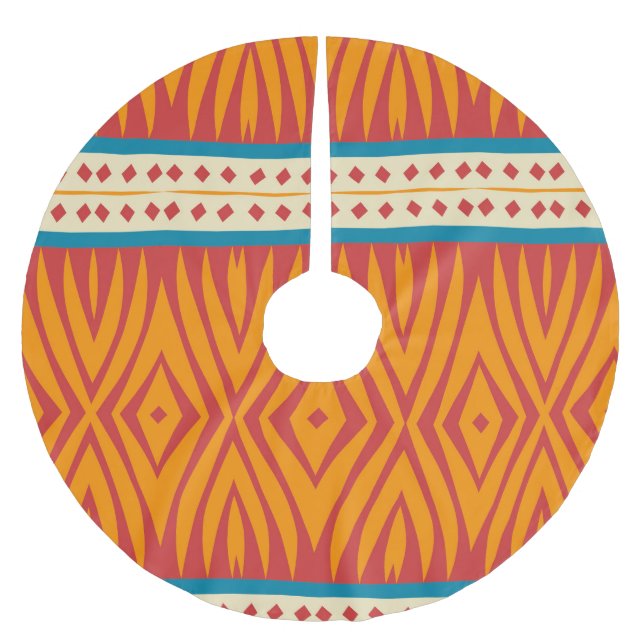 Shapar i retro färger julgransmatta borstad polyester (Framsidan)