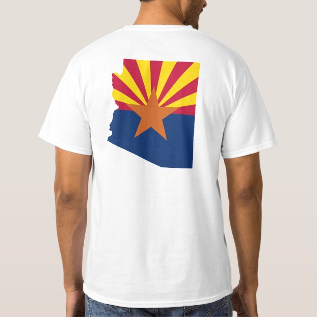 Shape Arizona Flagga Karta Färg Tee Shirt (Baksida)