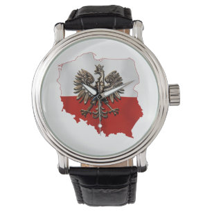 Shape av Polen med polska den flaggafärger och Armbandsur