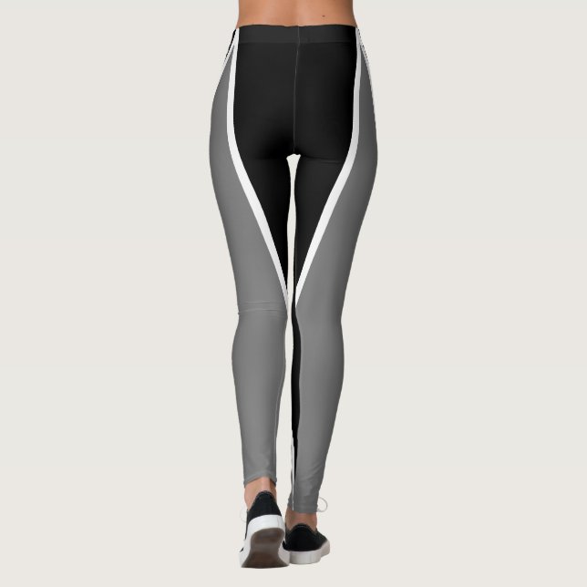 Shape & Kurvor Tri-Färg, Black, Grått, White Leggings (Baksida)
