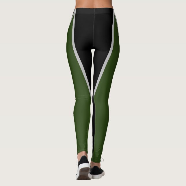 Shape & Kurvor Tri-Färg, Grönt, svart, Grått Leggings (Baksida)